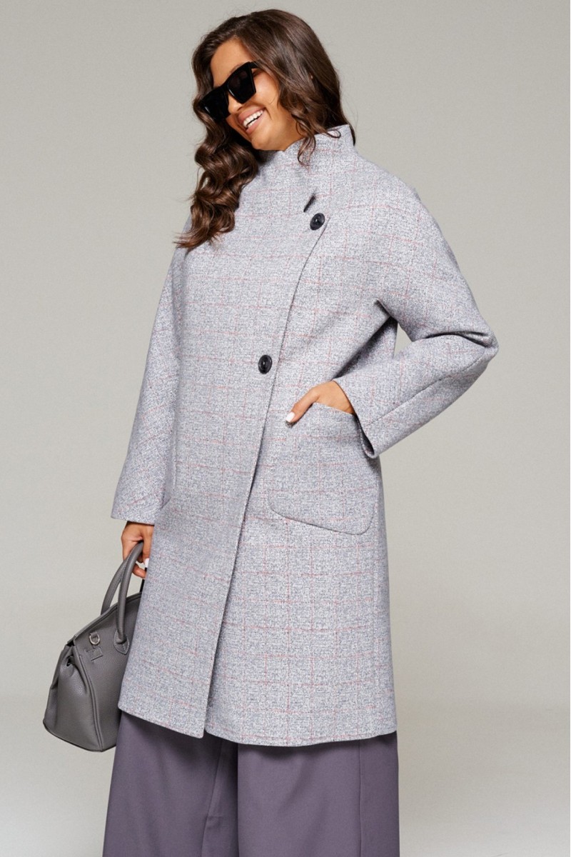 6221 серо-голубой+клетка пальто