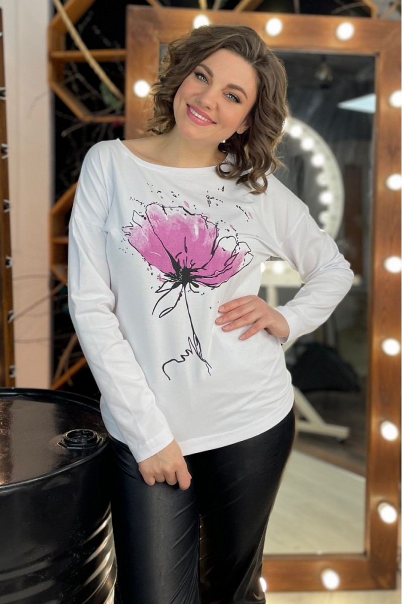 2062 белый/лавандовый дл. джемпер  свитер