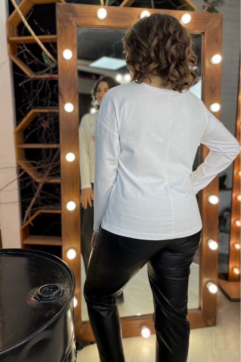 2062 белый/лавандовый дл. джемпер  свитер