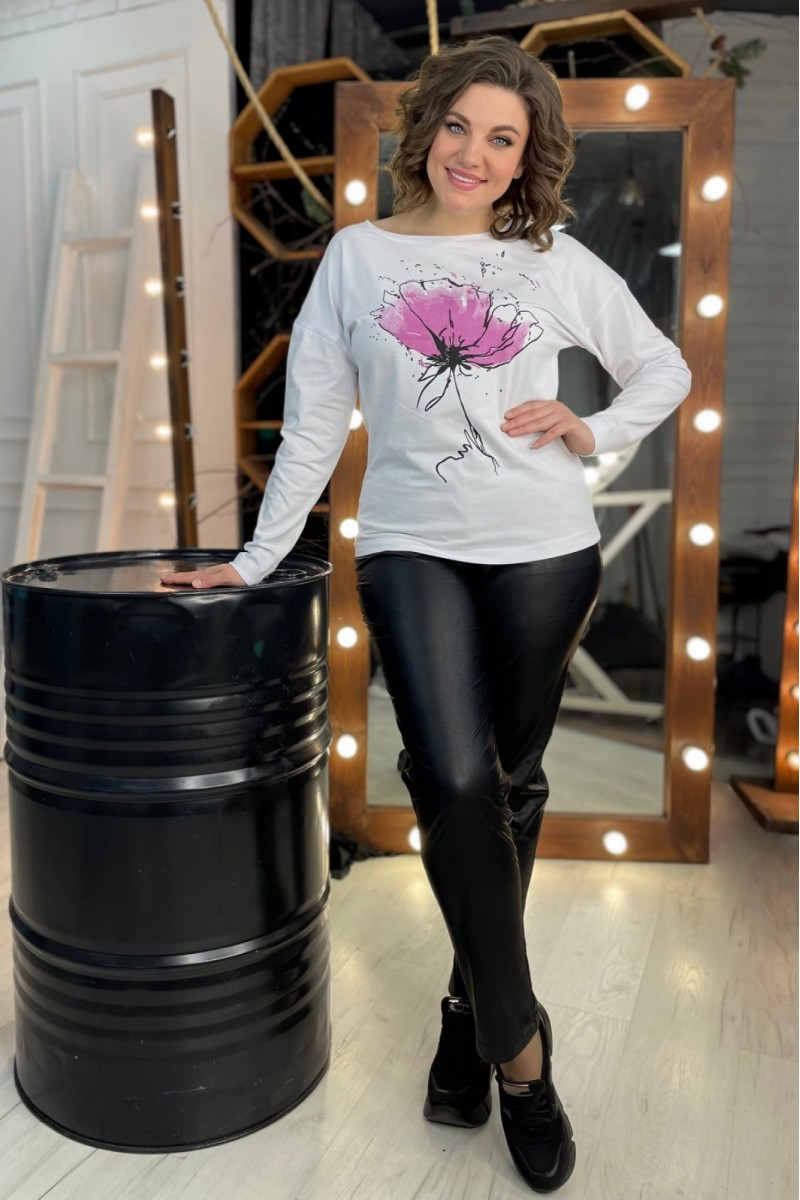 2062 белый/лавандовый дл. джемпер  свитер